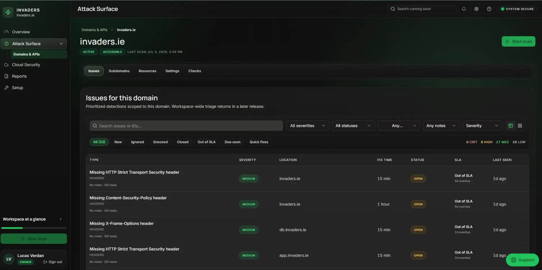 Invaders platform — track and prioritize domain issues